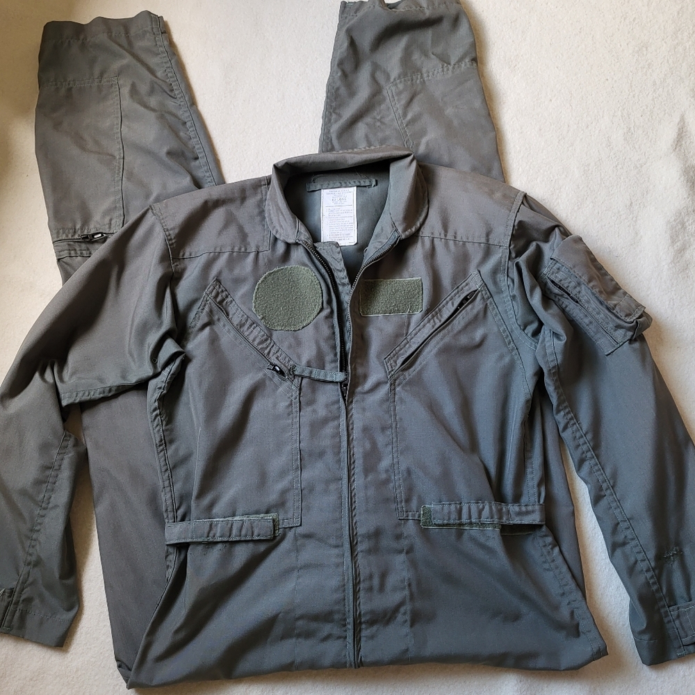 Vintage Military Overalls Flyers Summer Fire Resistant Men's 42 Long Olive Green